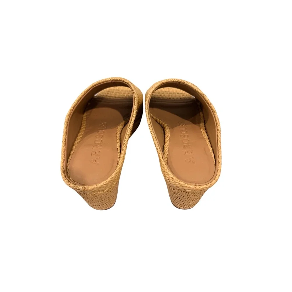 Aerosoles‎ Cafe Basket Raffia Wedge Sandals Natural Tan Women Runs Big 7.5M/8.5M